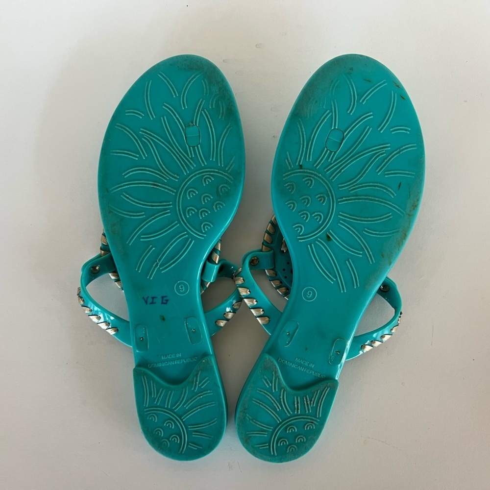 Jack Rogers Georgica Metallic Jelly Flip Flop Sandals, Caribbean Blue, size 9 - Picture 7 of 11